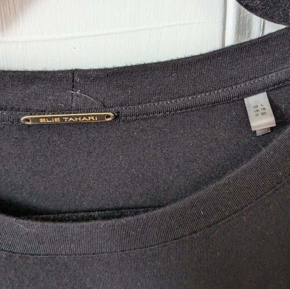 Elie Tahari Black Ruffled Top with Sheer Balloon Sleeves - Size L - Picture 5 of 11